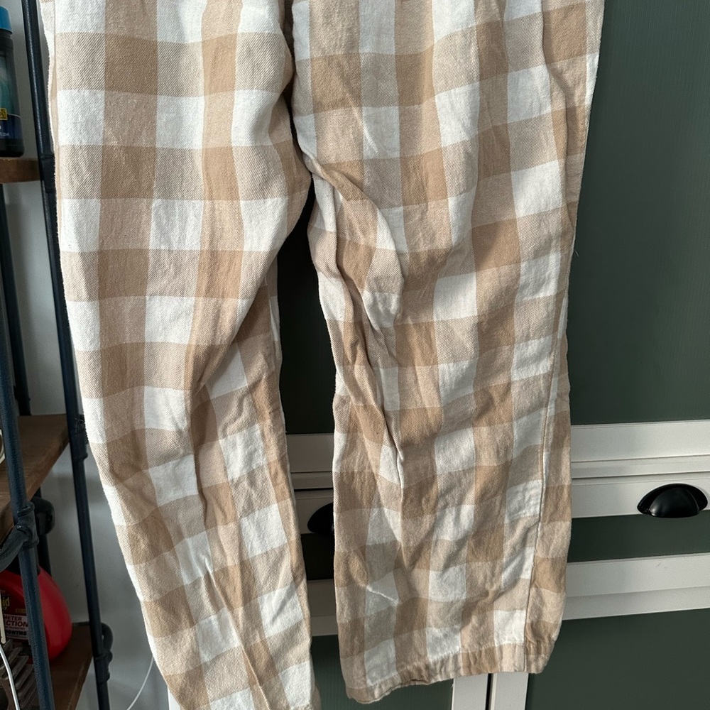 Checkered Tan and White Womens Pajama Pants